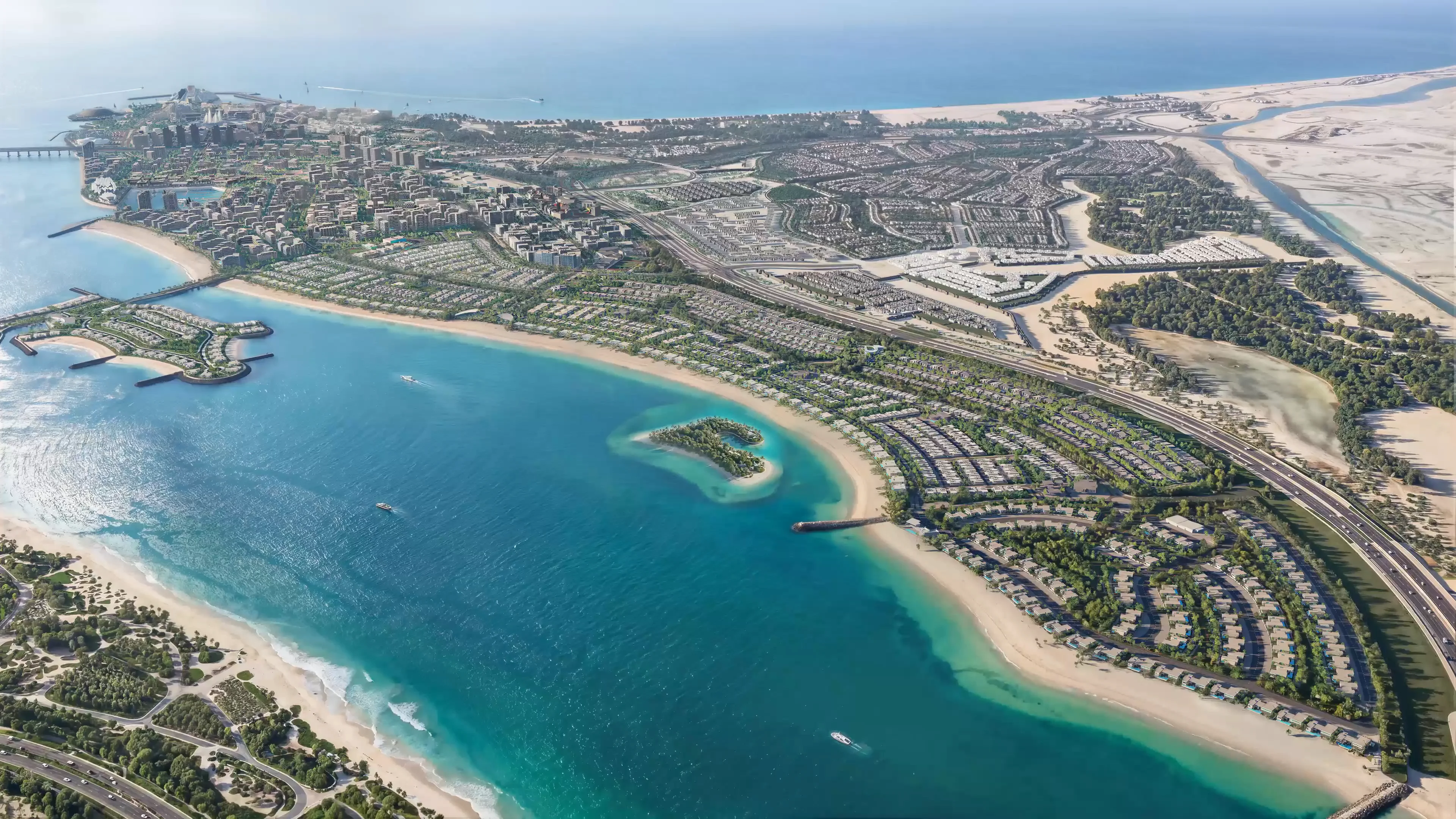 Marsa Al Saadiyat coastal masterplan aerial rendering